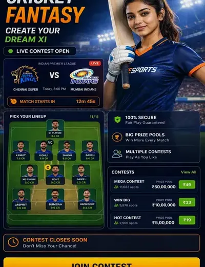 Come (Come Com) fantasy cricket & matchday visual 3